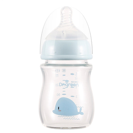 ドクターグリーン 新生児用広口ガラス哺乳瓶 抗コリック・逆流防止ボトル 0〜6ヶ月|Dr. Green Newborn Baby Wide-Caliber Glass Anti-Colic and Anti-Choke Bottle 0-6 Months