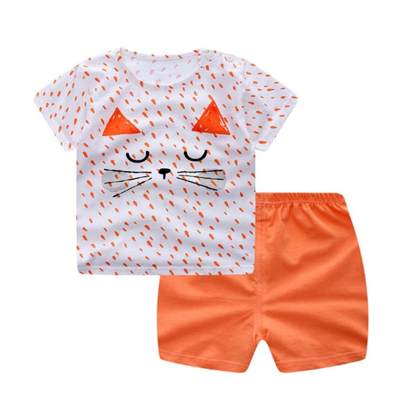 くじらモチーフのコットン製子供服セット