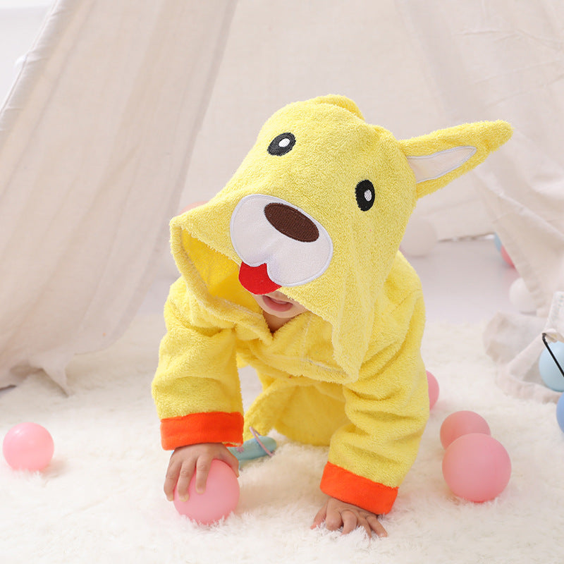 comfortable hooded bathrobe keeping baby warm and dry