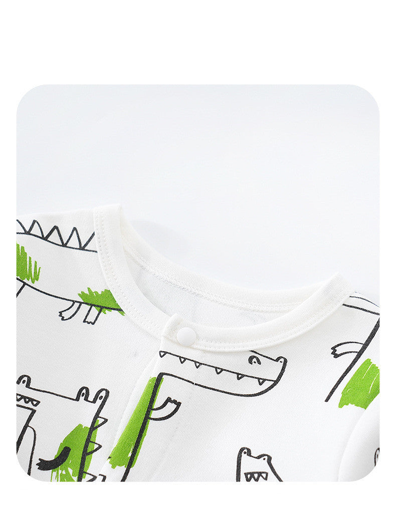 ワニプリント長袖ベビーつなぎ|Alligator Graffiti Cotton Baby Onesie, Long Sleeve, Soft Fabric, Unisex Design