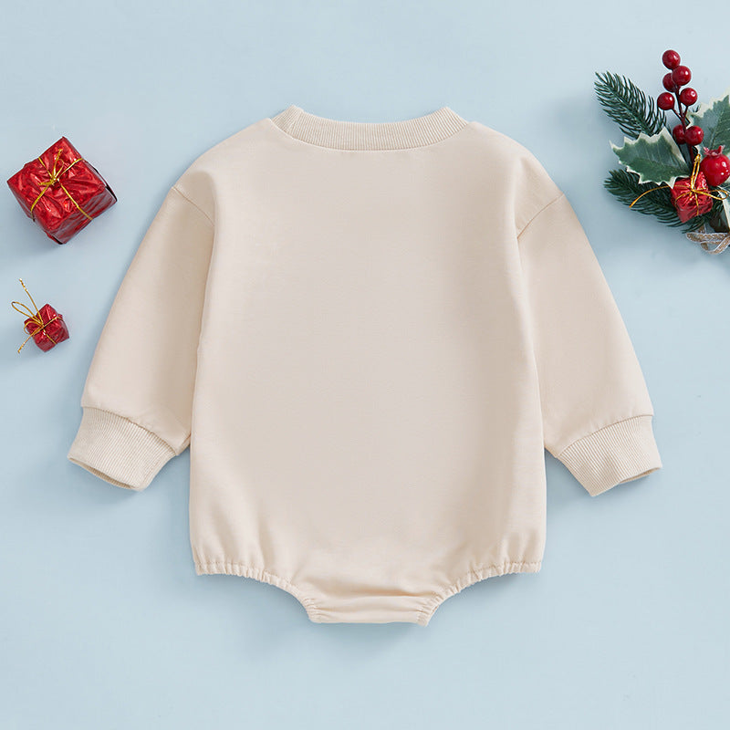 newborn christmas romper with snap closure crotch for easy diaper changes