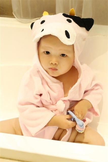 pure cotton hooded bathrobe offering healthy skin contact for babies