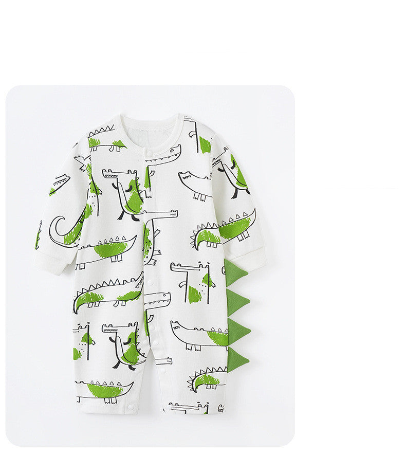ワニプリント長袖ベビーつなぎ|Alligator Graffiti Cotton Baby Onesie, Long Sleeve, Soft Fabric, Unisex Design