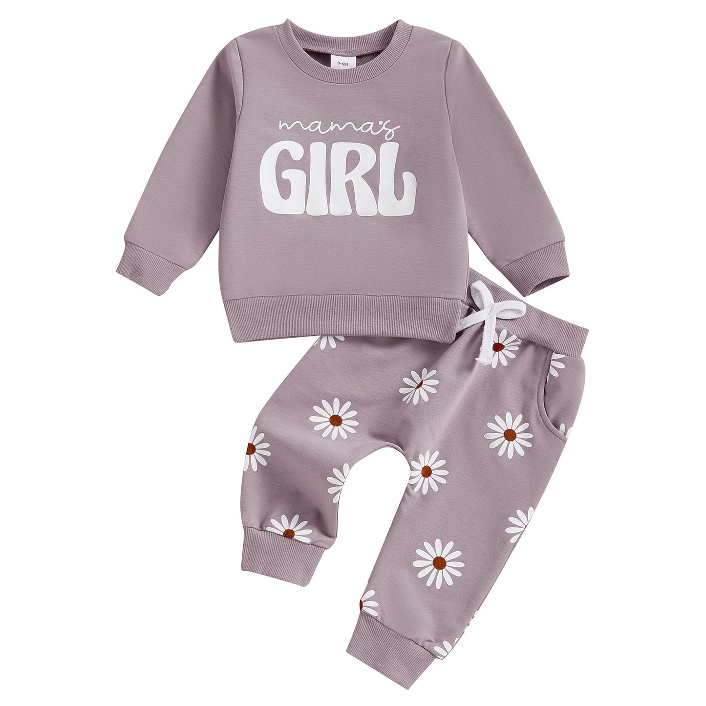 ママズガール スウェット上下セット 柔らかいトレーナー&パンツ ベビー女の子用 | Mama’s Girl Baby Two-Piece Set Soft Pullover & Pants