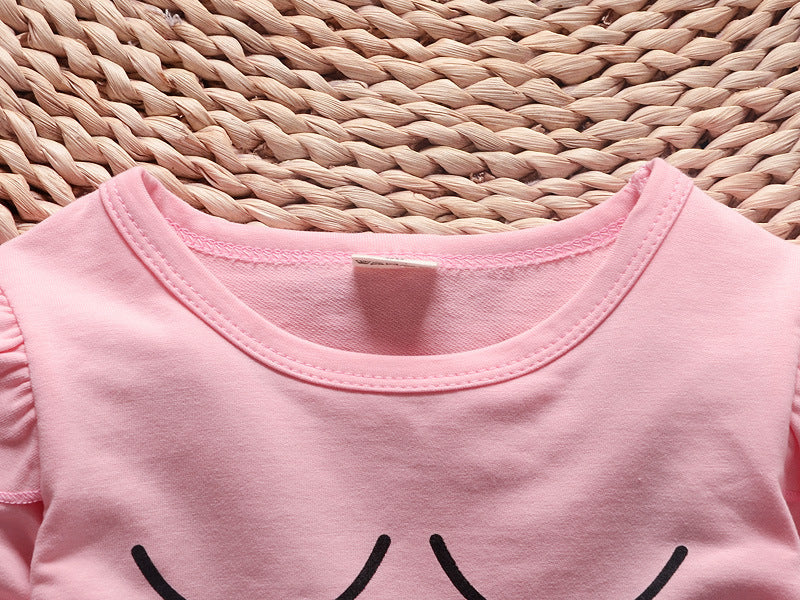 韓国風 綿スウェット&デニムビブ 2点セット 女の子 長袖 春秋カジュアル | Girls Korean Cotton Sweater Denim Bib Two-Piece Set Long Sleeve Spring Autumn Casual