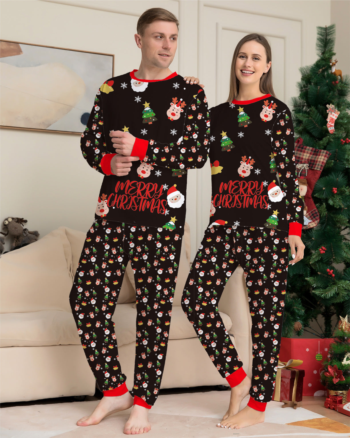 家族で着るクリスマスパジャマセット 柔らかいコットンスリープウェア