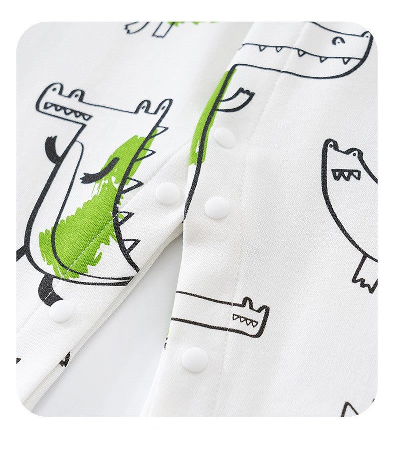 ワニプリント長袖ベビーつなぎ|Alligator Graffiti Cotton Baby Onesie, Long Sleeve, Soft Fabric, Unisex Design