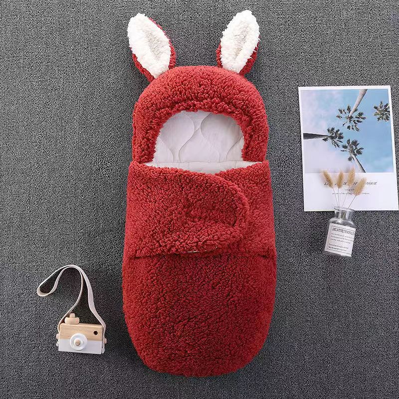 ベビーうさ耳スワドル寝袋(秋冬・厚手・二重使い) | Newborn Bunny-Ear Swaddle Sleeping Bag (Autumn/Winter, Thick, Dual-Use)