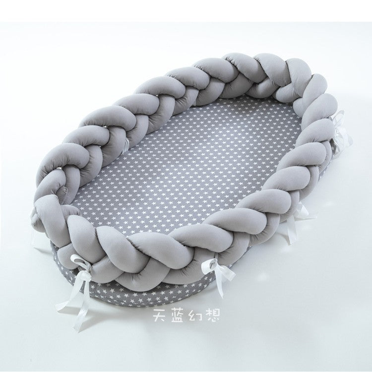 ポータブル バイオニック ベビーネスト | Portable Bionic Baby Nest – Soft Cotton Newborn Bed with Braided Bumper and Removable Cover
