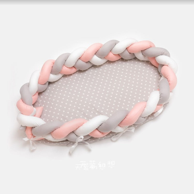 ポータブル バイオニック ベビーネスト | Portable Bionic Baby Nest – Soft Cotton Newborn Bed with Braided Bumper and Removable Cover