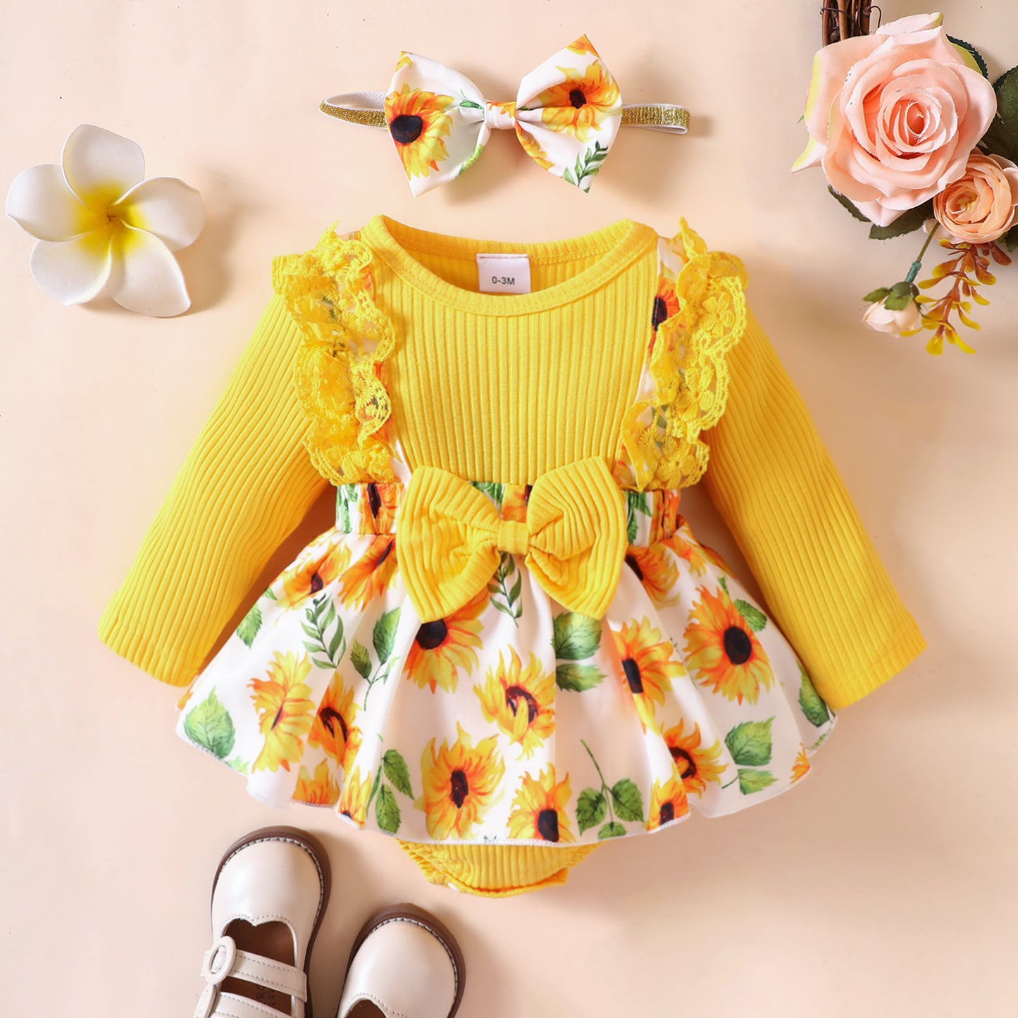 ベビーガール レース×フラワー 2点セット|Baby Girl Lace & Floral Two-Piece Set
