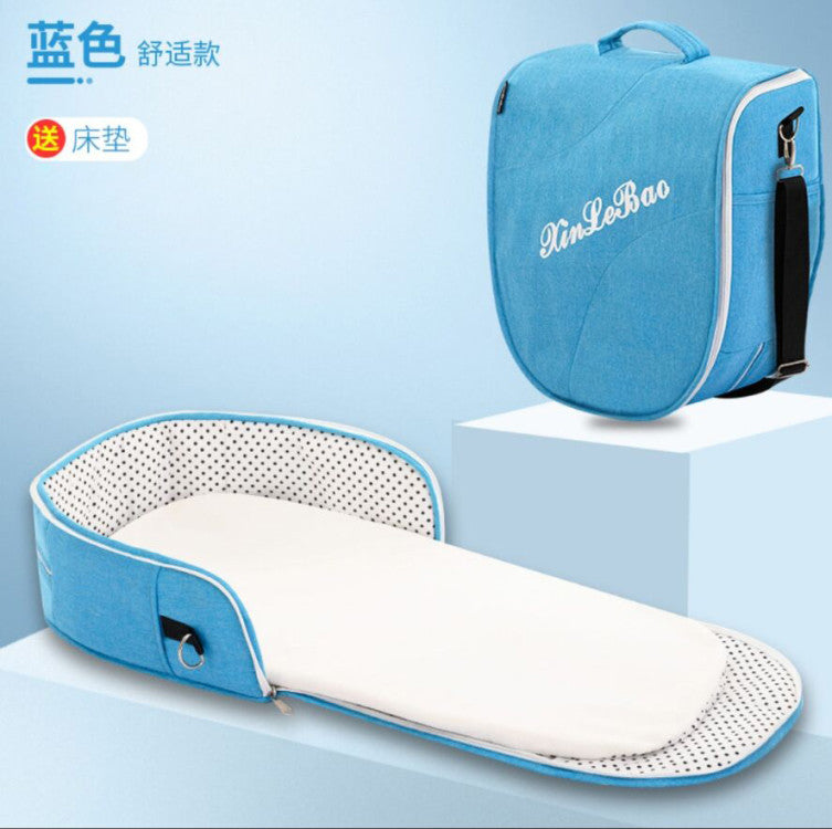 ベビー折りたたみポータブルベッド(蚊帳・マット・おむつ替えパッド付き) | Portable Foldable Baby Bed (Mosquito Net, Mat & Diaper Pad)