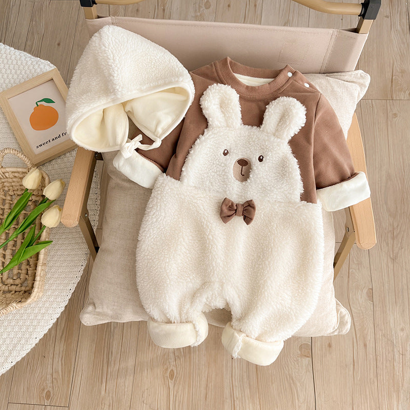 厚手コットン ベビーロンパース(ブルー)|Thick Cotton Baby Romper (Blue)