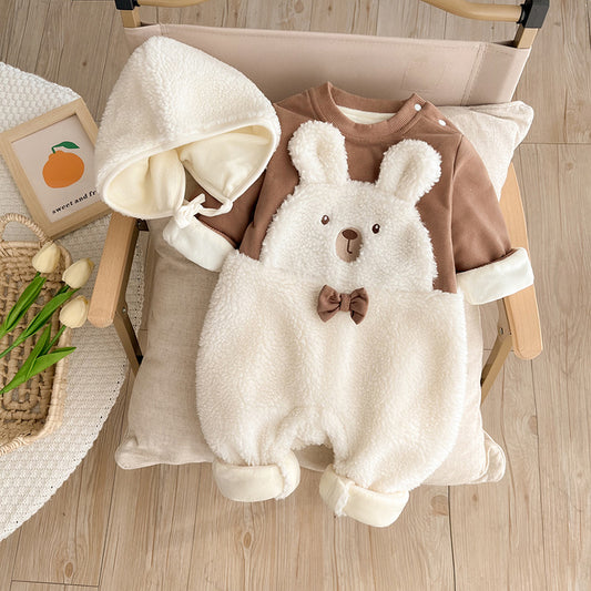 厚手コットン ベビーロンパース(ブルー)|Thick Cotton Baby Romper (Blue)