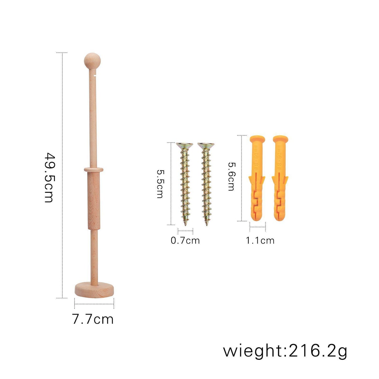 ベビーベッド用 木製モビールアーム(壁付け・固定ブラケット) | Wooden Crib Mobile Arm Bracket (Wall-Mount)