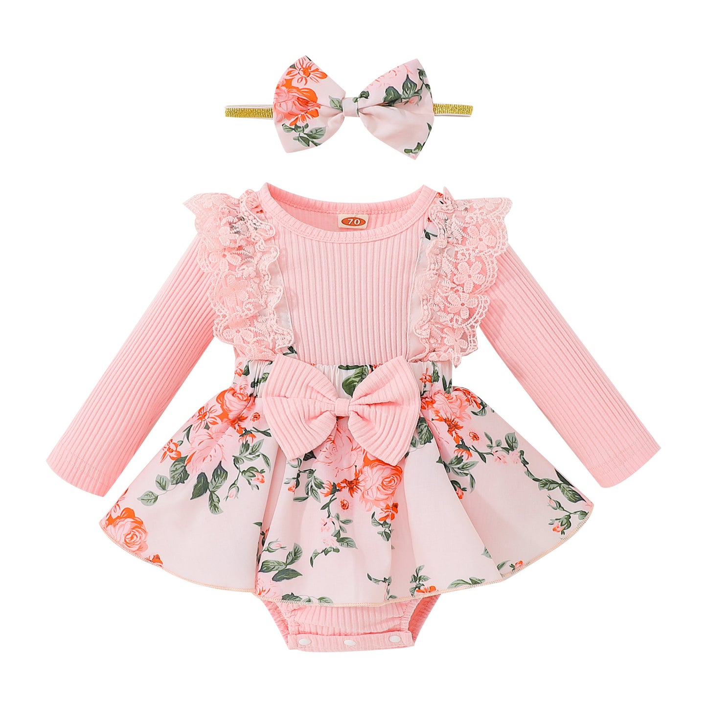 ベビーガール レース×フラワー 2点セット|Baby Girl Lace & Floral Two-Piece Set