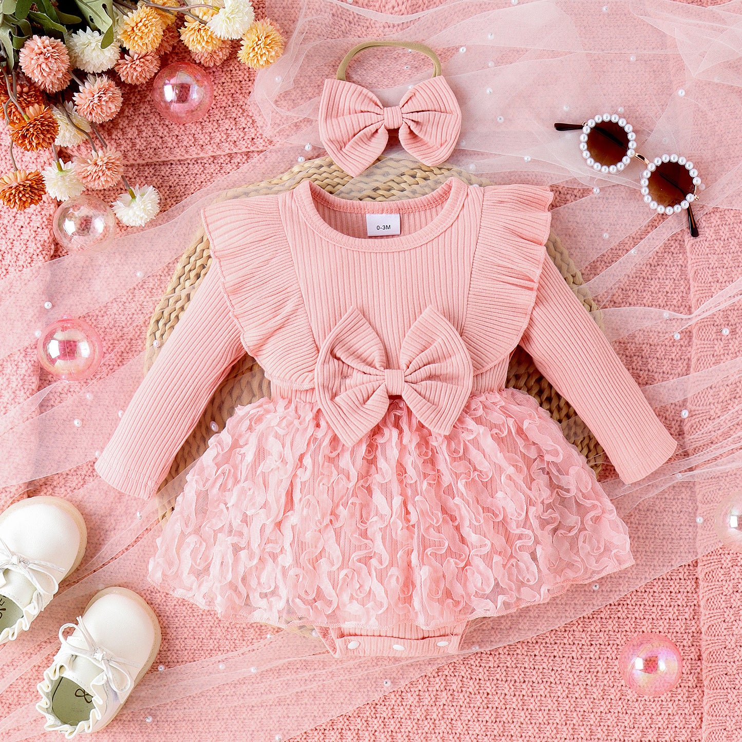 冬用ベビードレス2点セット(スカート&トップス)|Winter Baby Dress 2-Piece Set (Skirt & Top)