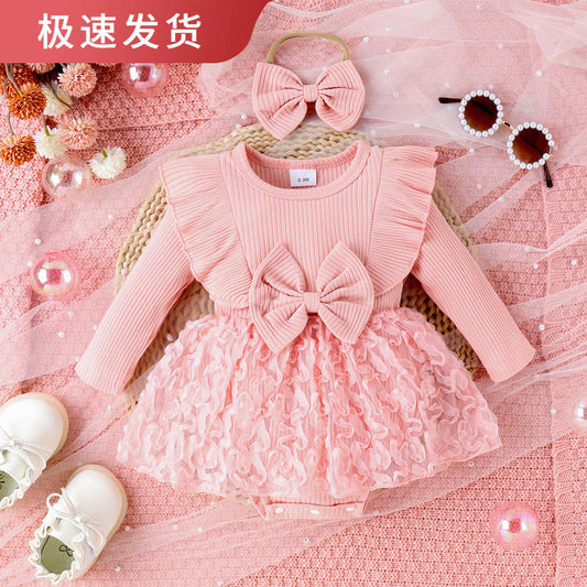 冬用ベビードレス2点セット(スカート&トップス)|Winter Baby Dress 2-Piece Set (Skirt & Top)