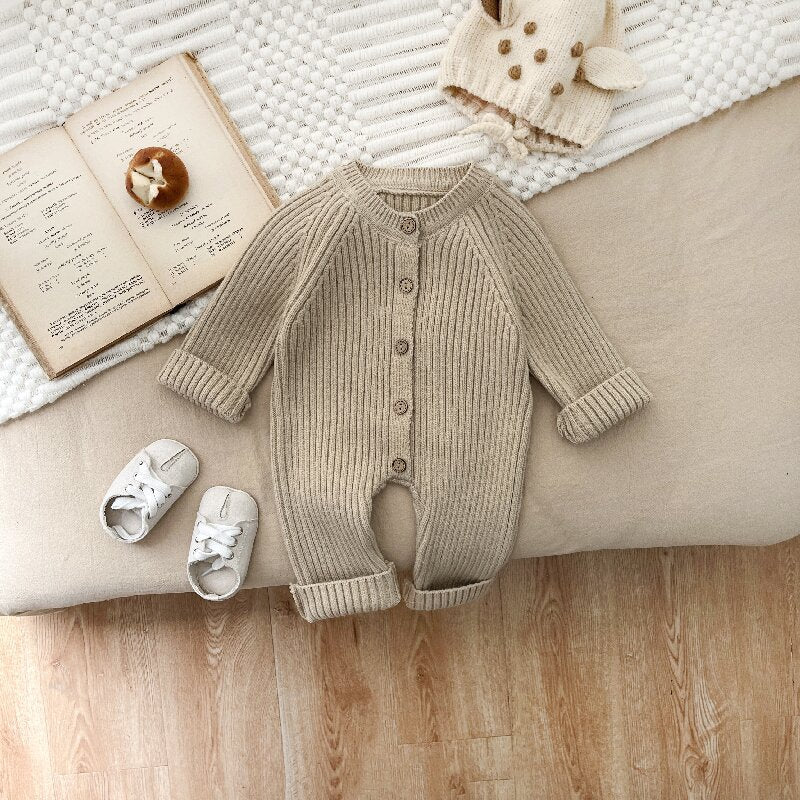 ベビー ニットロンパース 秋冬 ロングスリーブ 新生児 ジャンプスーツ|Baby Knitted Romper Autumn Winter Long Sleeve Newborn Jumpsuit