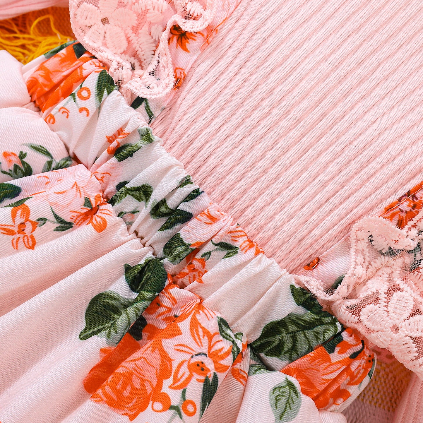 ベビーガール レース×フラワー 2点セット|Baby Girl Lace & Floral Two-Piece Set