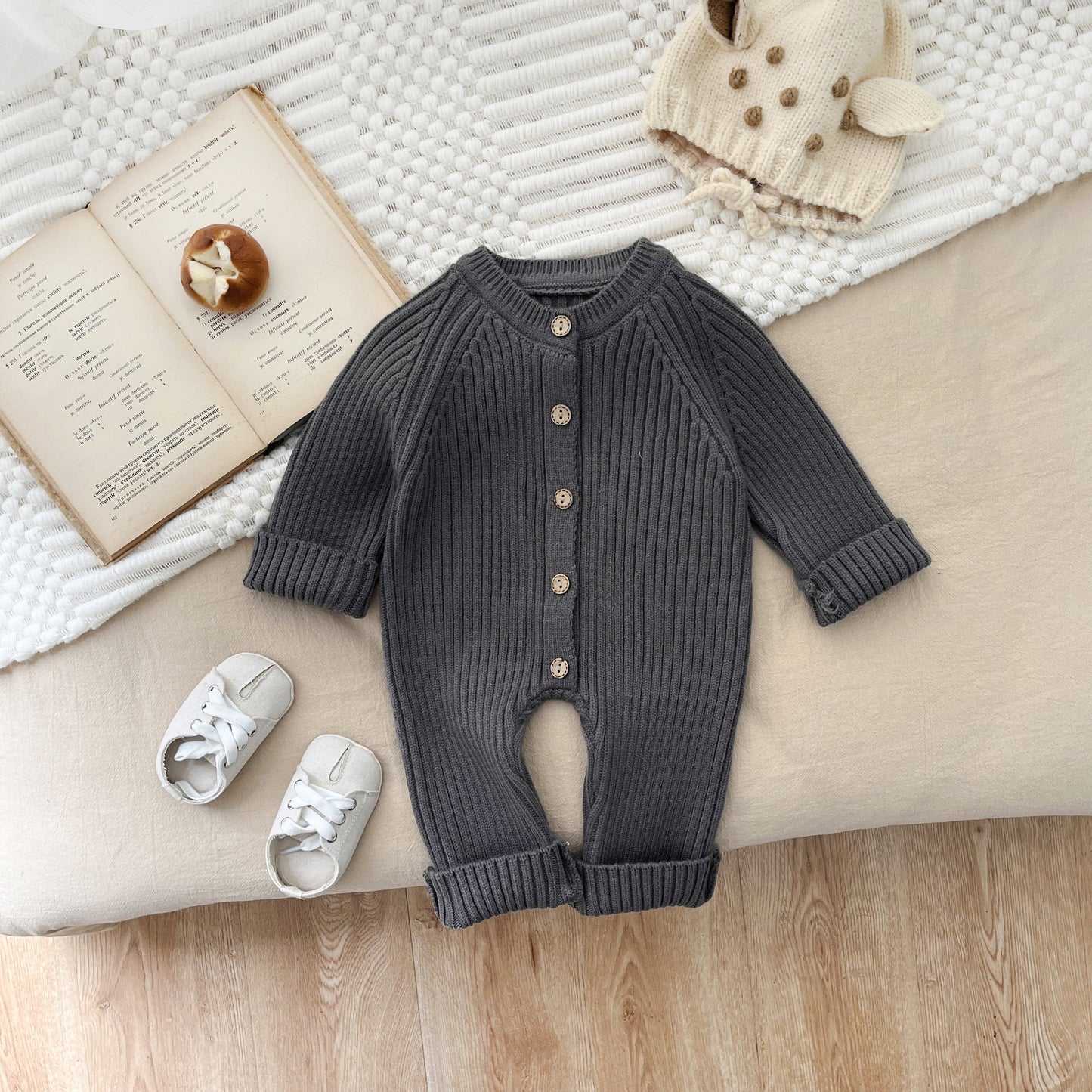 ベビー ニットロンパース 秋冬 ロングスリーブ 新生児 ジャンプスーツ|Baby Knitted Romper Autumn Winter Long Sleeve Newborn Jumpsuit