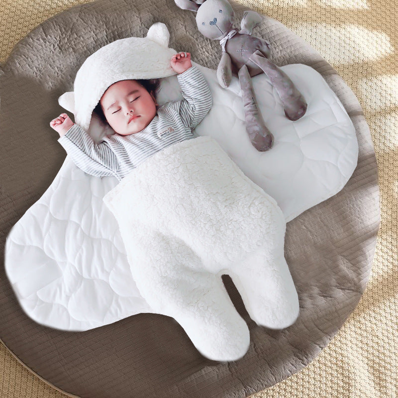 ベビーうさ耳スワドル寝袋(秋冬・厚手・二重使い) | Newborn Bunny-Ear Swaddle Sleeping Bag (Autumn/Winter, Thick, Dual-Use)