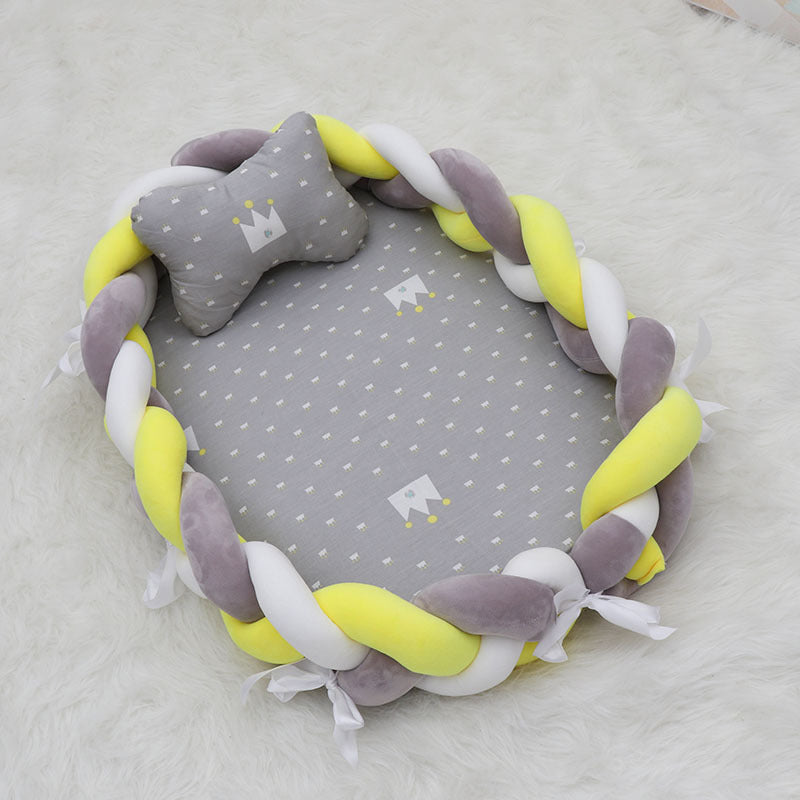 ベビー編みクッション 寝かしつけネスト(超やわらか・取り外し可) | Braided Baby Sleep Nest (Ultra-Soft, Detachable Pad)