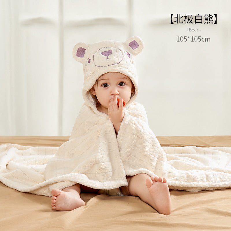 ベビー フード付きバスタオル(超やわらか・高吸水・刺繍) | Baby Hooded Bath Towel (Ultra-Soft, High Absorbency, Embroidered)