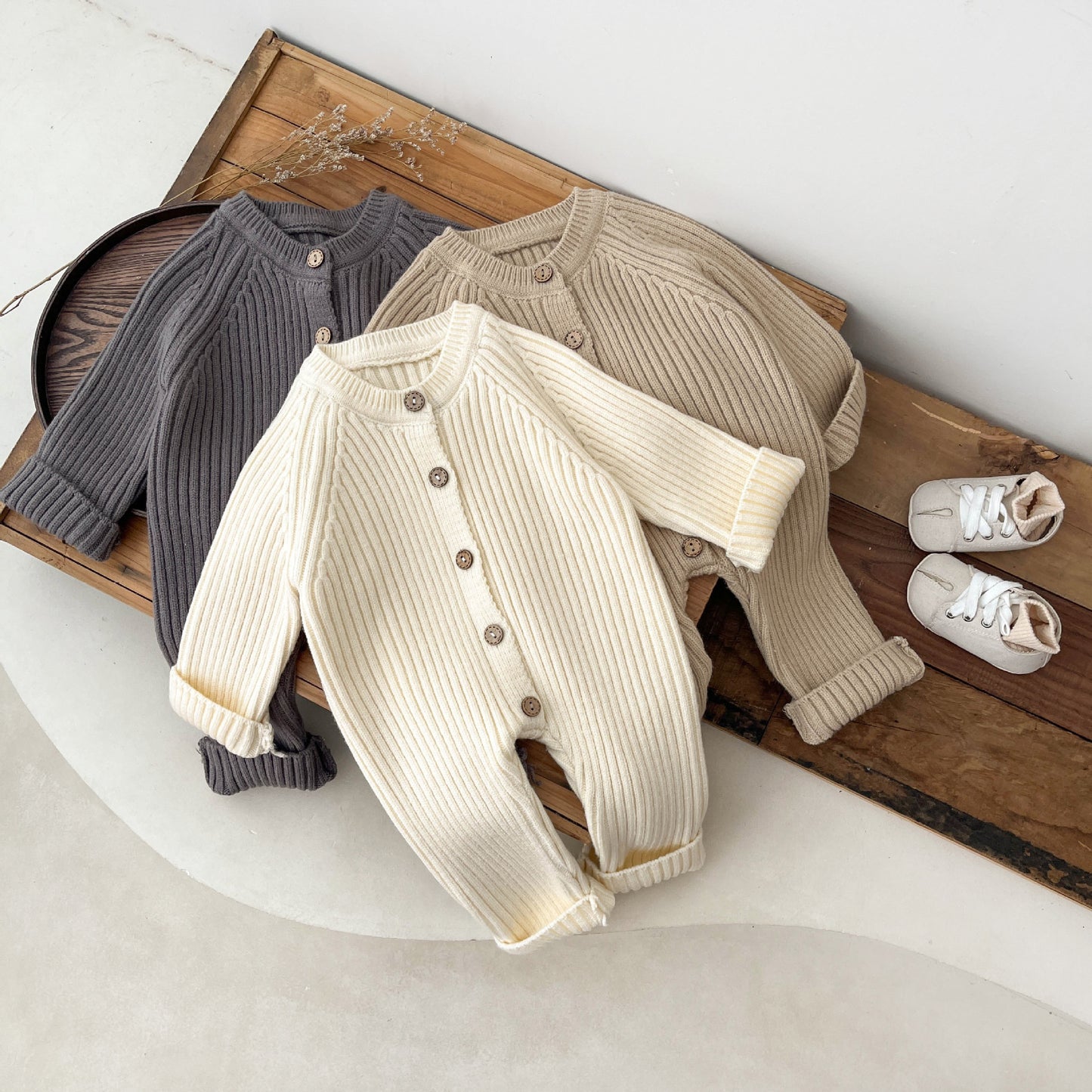 ベビー ニットロンパース 秋冬 ロングスリーブ 新生児 ジャンプスーツ|Baby Knitted Romper Autumn Winter Long Sleeve Newborn Jumpsuit