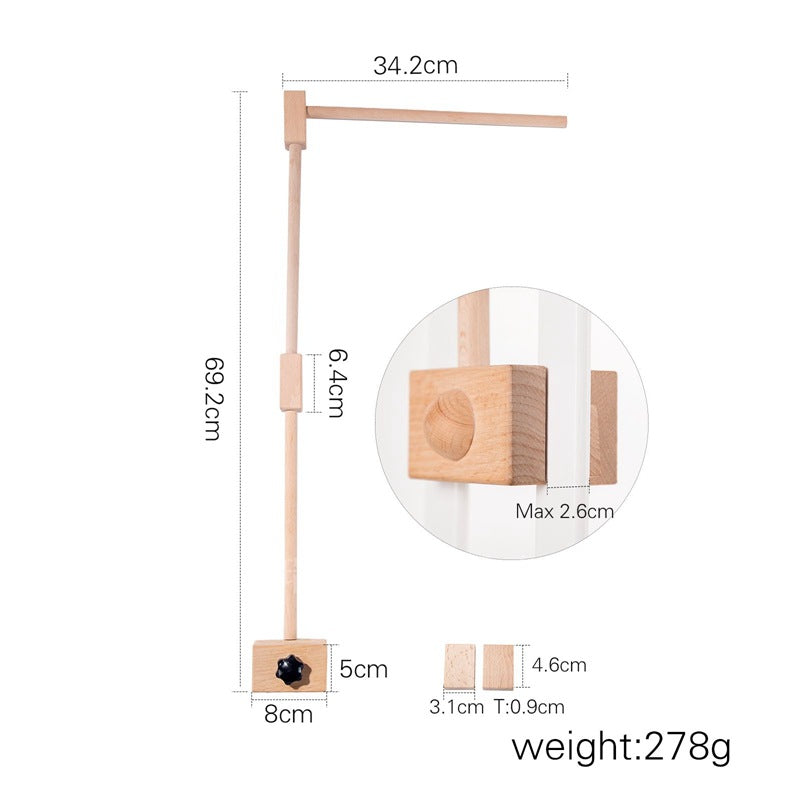ベビーベッド用 木製モビールアーム(壁付け・固定ブラケット) | Wooden Crib Mobile Arm Bracket (Wall-Mount)