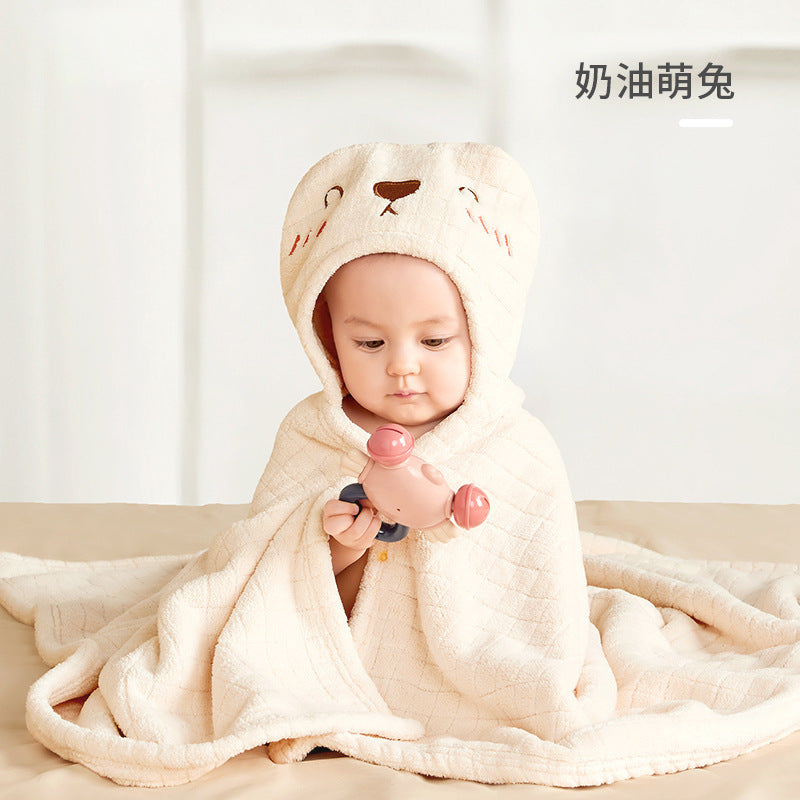 ベビー フード付きバスタオル(超やわらか・高吸水・刺繍) | Baby Hooded Bath Towel (Ultra-Soft, High Absorbency, Embroidered)
