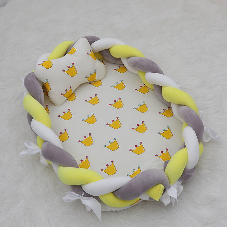 ベビー編みクッション 寝かしつけネスト(超やわらか・取り外し可) | Braided Baby Sleep Nest (Ultra-Soft, Detachable Pad)