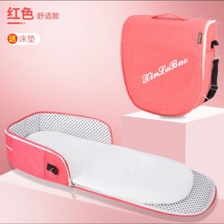 ベビー折りたたみポータブルベッド(蚊帳・マット・おむつ替えパッド付き) | Portable Foldable Baby Bed (Mosquito Net, Mat & Diaper Pad)