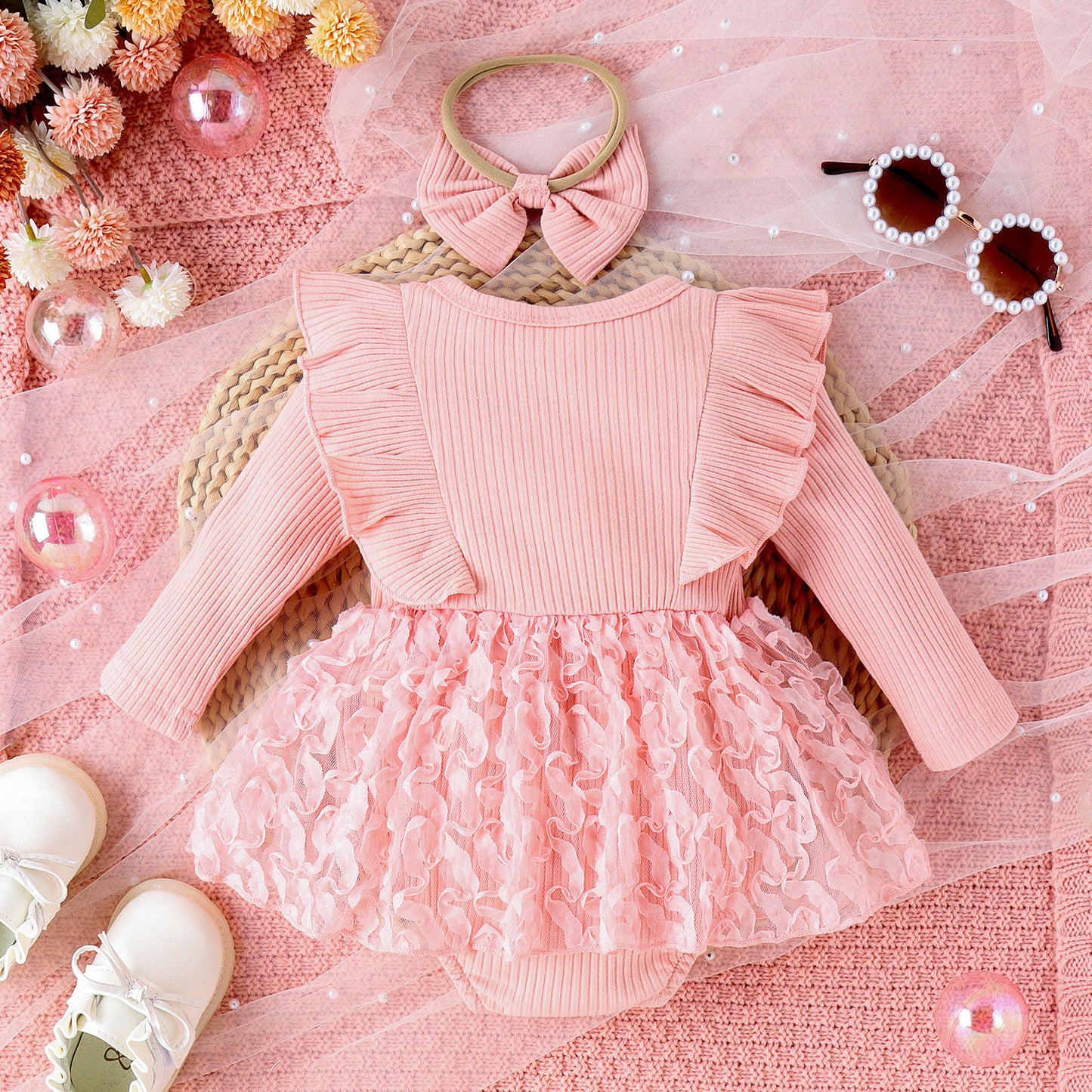冬用ベビードレス2点セット(スカート&トップス)|Winter Baby Dress 2-Piece Set (Skirt & Top)