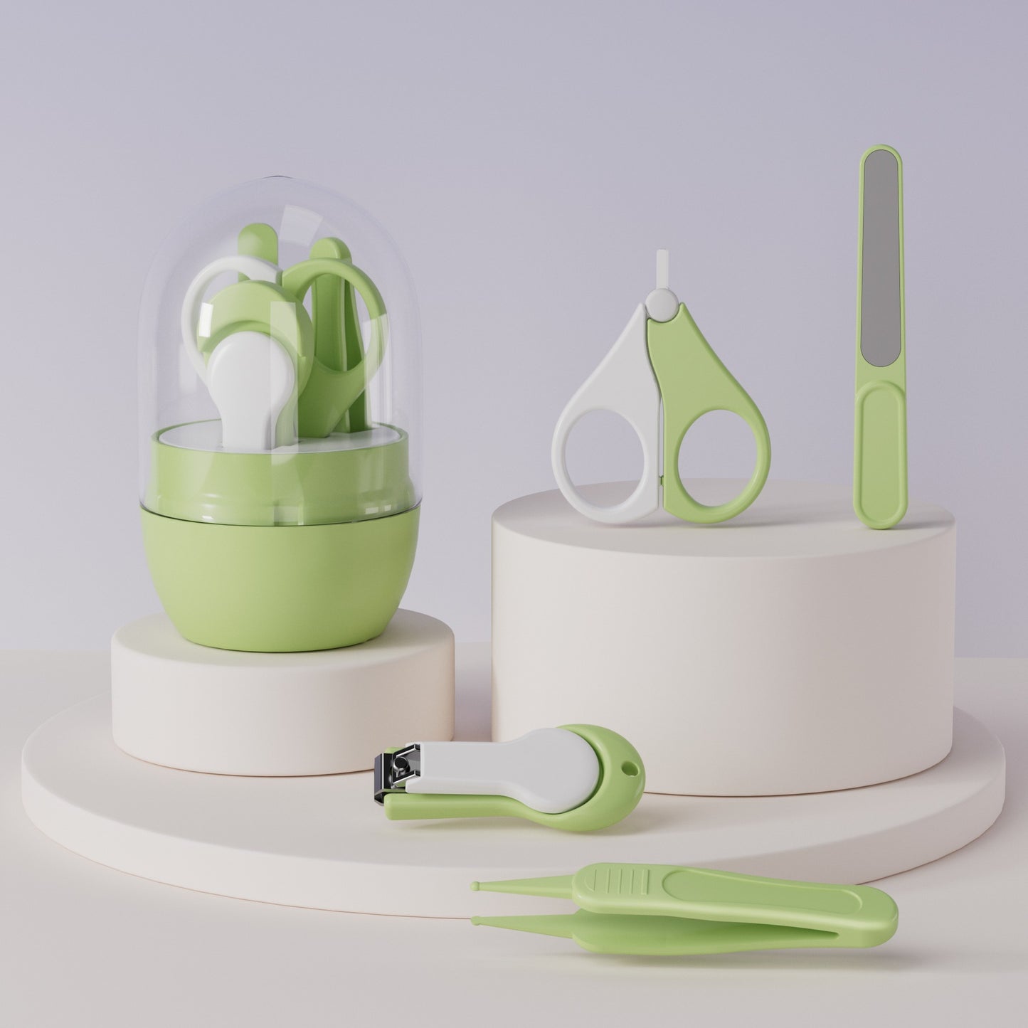 ベビー爪ケア 4点セット(はさみ・クリッパー・やすり・ピンセット) | Baby Nail Care 4-Piece Set (Scissors, Clipper, File, Tweezers)