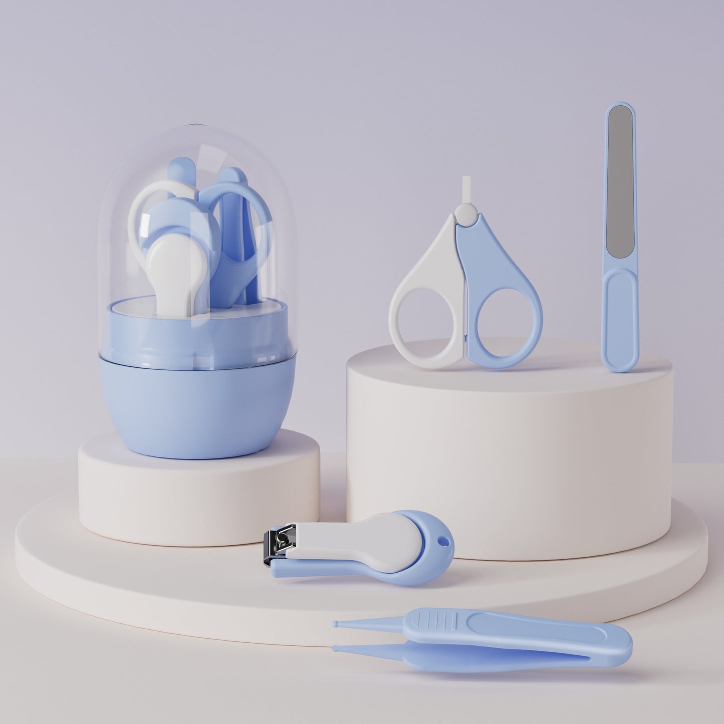 ベビー爪ケア 4点セット(はさみ・クリッパー・やすり・ピンセット) | Baby Nail Care 4-Piece Set (Scissors, Clipper, File, Tweezers)