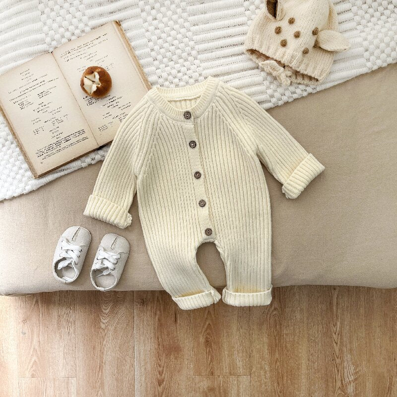 ベビー ニットロンパース 秋冬 ロングスリーブ 新生児 ジャンプスーツ|Baby Knitted Romper Autumn Winter Long Sleeve Newborn Jumpsuit