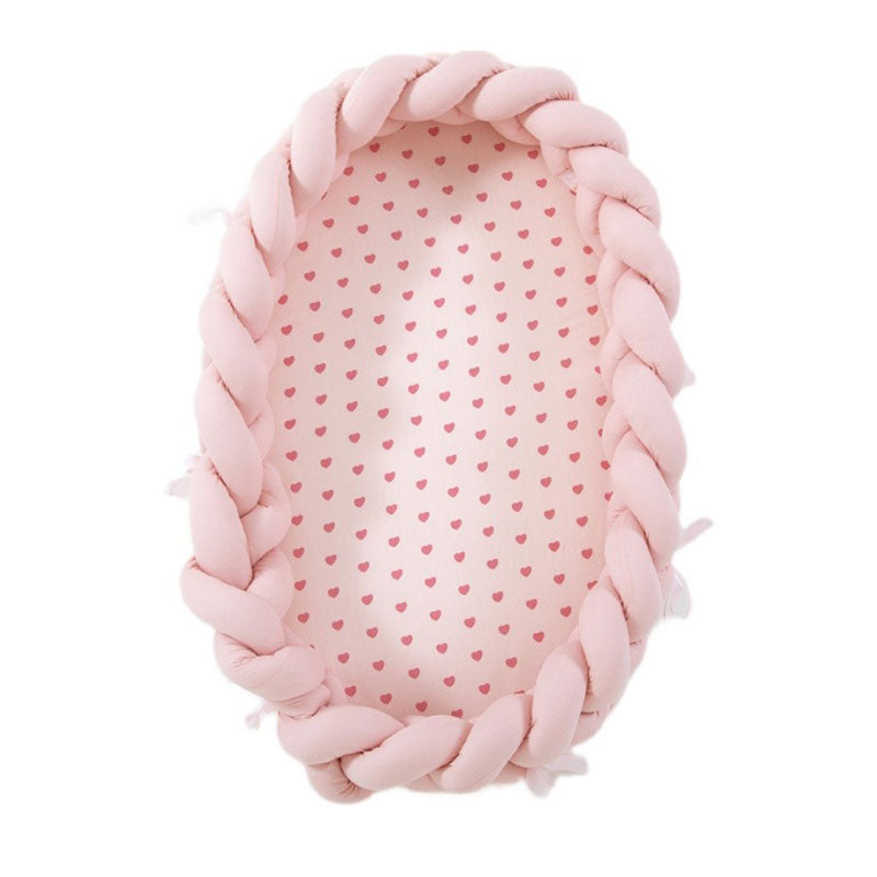 ポータブル バイオニック ベビーネスト | Portable Bionic Baby Nest – Soft Cotton Newborn Bed with Braided Bumper and Removable Cover