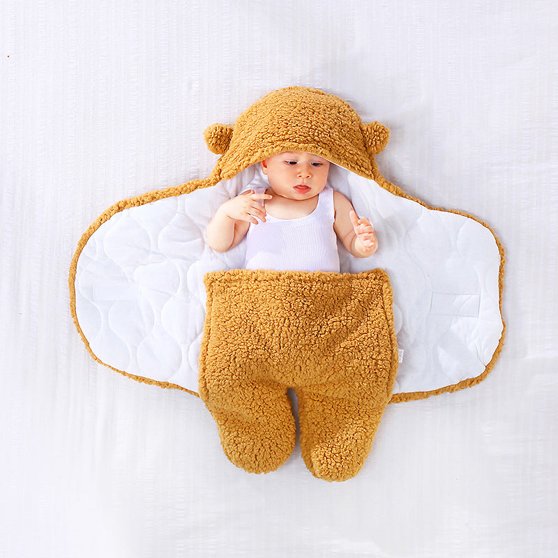 ベビーうさ耳スワドル寝袋(秋冬・厚手・二重使い) | Newborn Bunny-Ear Swaddle Sleeping Bag (Autumn/Winter, Thick, Dual-Use)