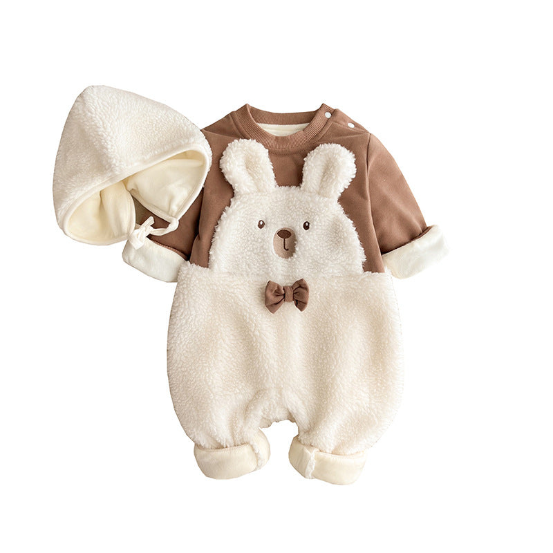 厚手コットン ベビーロンパース(ブルー)|Thick Cotton Baby Romper (Blue)