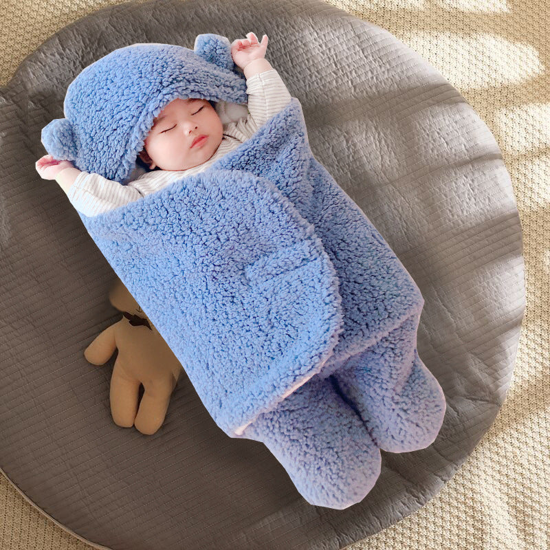 ベビーうさ耳スワドル寝袋(秋冬・厚手・二重使い) | Newborn Bunny-Ear Swaddle Sleeping Bag (Autumn/Winter, Thick, Dual-Use)
