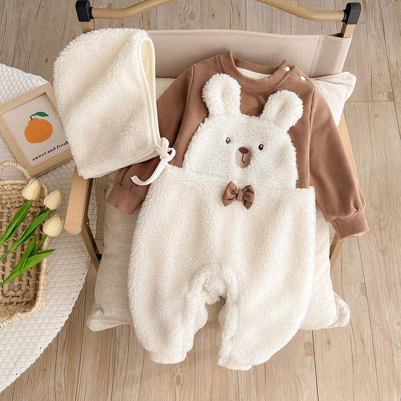 厚手コットン ベビーロンパース(ブルー)|Thick Cotton Baby Romper (Blue)