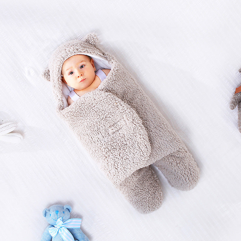 ベビーうさ耳スワドル寝袋(秋冬・厚手・二重使い) | Newborn Bunny-Ear Swaddle Sleeping Bag (Autumn/Winter, Thick, Dual-Use)