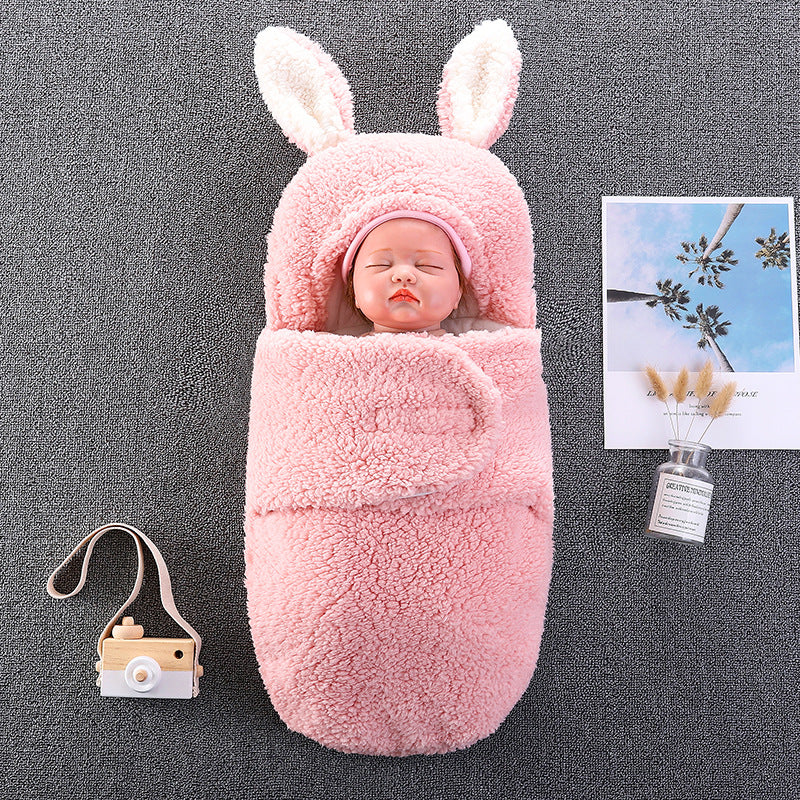 ベビーうさ耳スワドル寝袋(秋冬・厚手・二重使い) | Newborn Bunny-Ear Swaddle Sleeping Bag (Autumn/Winter, Thick, Dual-Use)