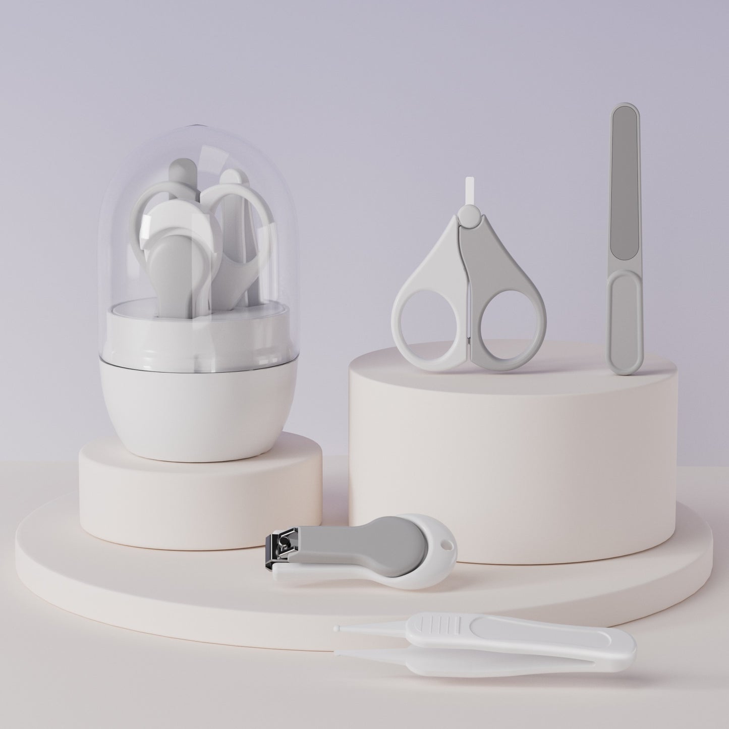 ベビー爪ケア 4点セット(はさみ・クリッパー・やすり・ピンセット) | Baby Nail Care 4-Piece Set (Scissors, Clipper, File, Tweezers)