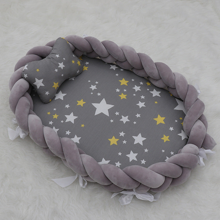 ベビー編みクッション 寝かしつけネスト(超やわらか・取り外し可) | Braided Baby Sleep Nest (Ultra-Soft, Detachable Pad)