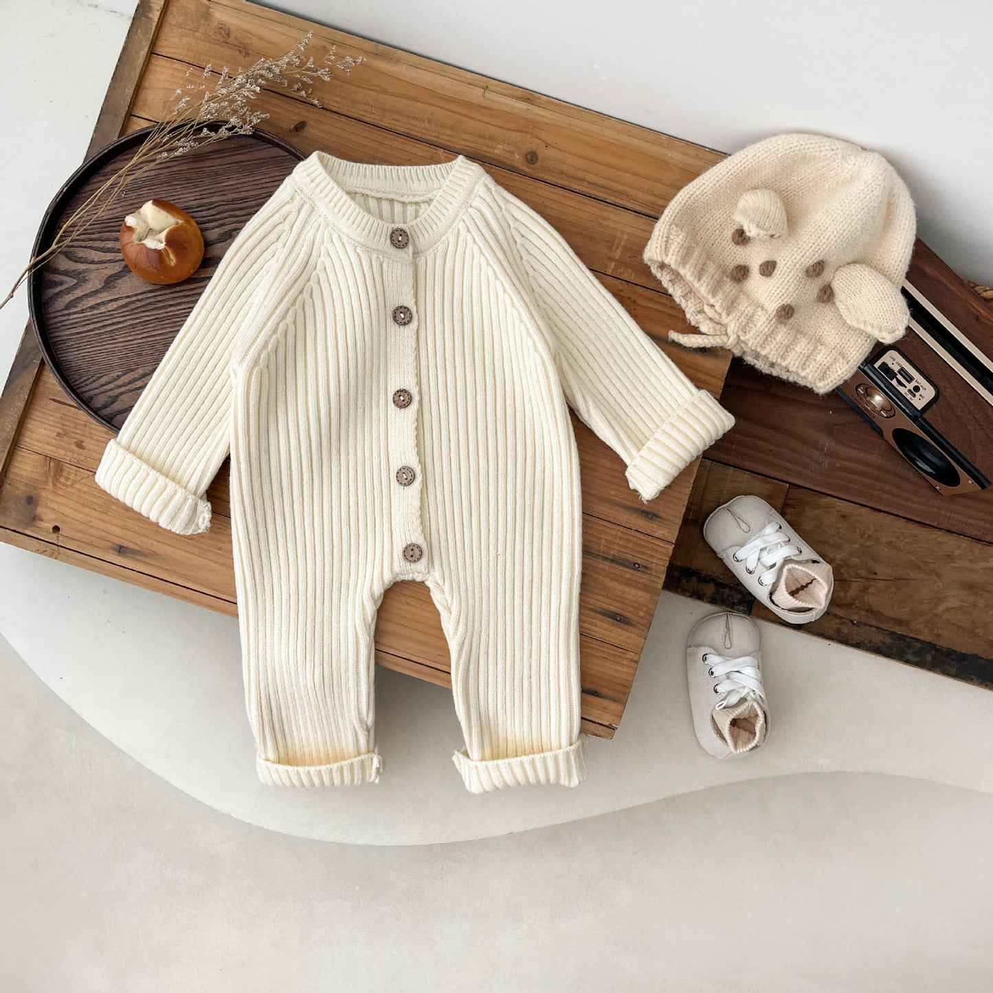 ベビー ニットロンパース 秋冬 ロングスリーブ 新生児 ジャンプスーツ|Baby Knitted Romper Autumn Winter Long Sleeve Newborn Jumpsuit