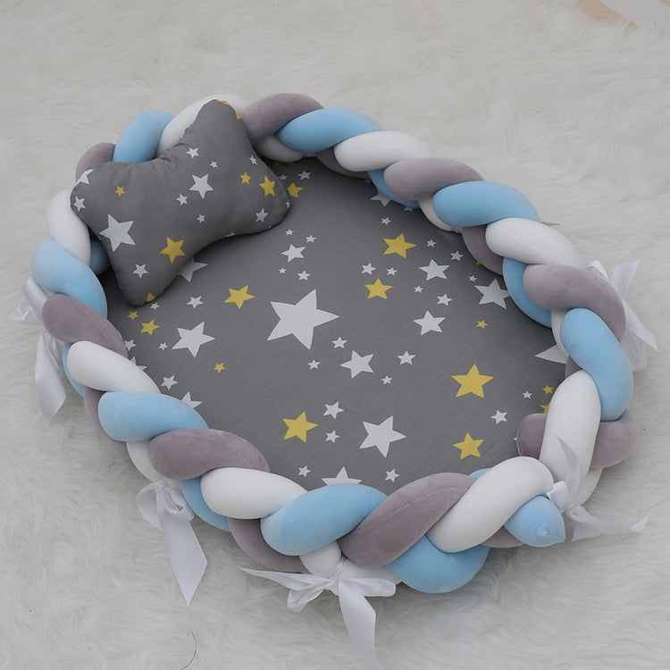 ベビー編みクッション 寝かしつけネスト(超やわらか・取り外し可) | Braided Baby Sleep Nest (Ultra-Soft, Detachable Pad)