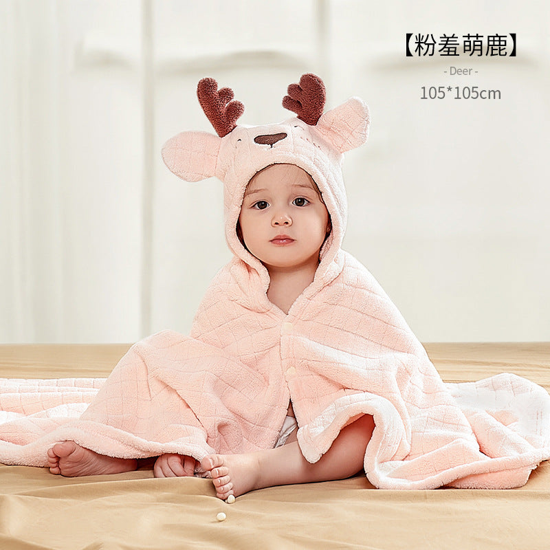 ベビー フード付きバスタオル(超やわらか・高吸水・刺繍) | Baby Hooded Bath Towel (Ultra-Soft, High Absorbency, Embroidered)