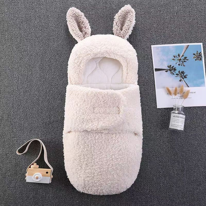 ベビーうさ耳スワドル寝袋(秋冬・厚手・二重使い) | Newborn Bunny-Ear Swaddle Sleeping Bag (Autumn/Winter, Thick, Dual-Use)